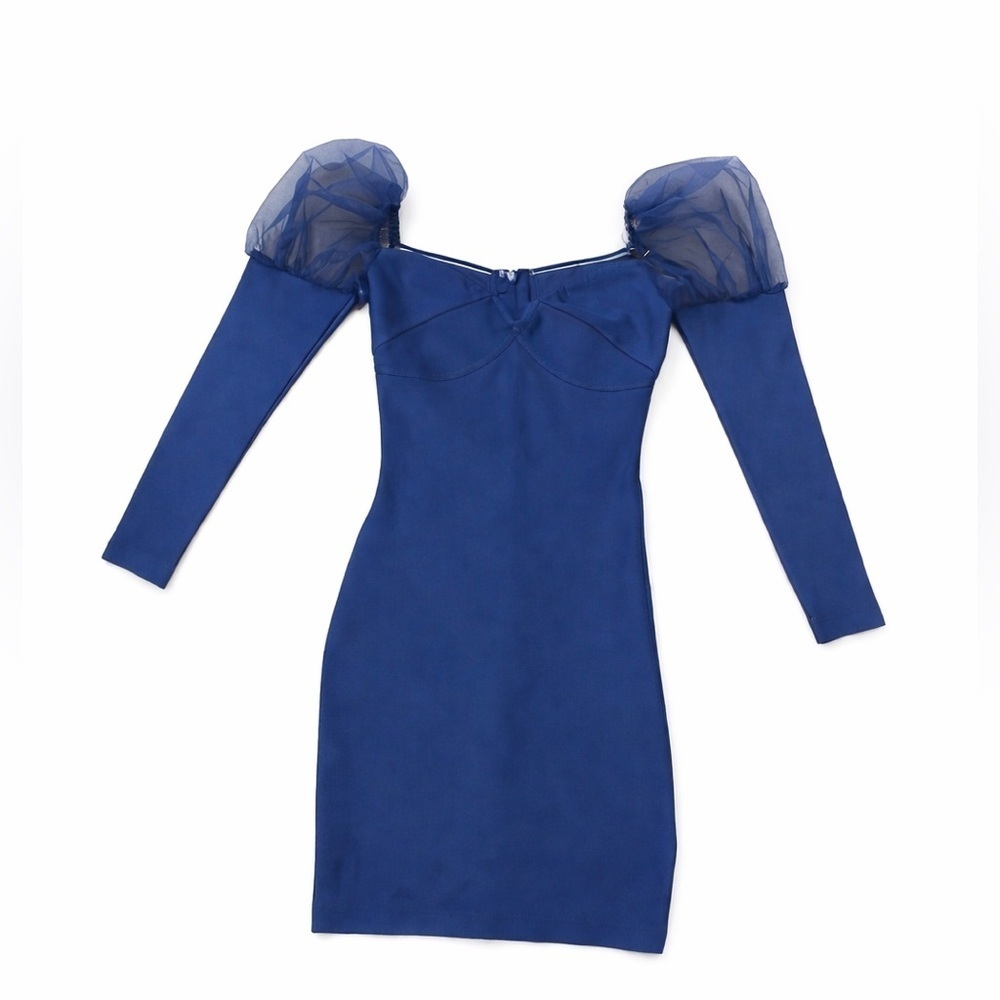 NEW Missguided Bandage Bodycon Navy Royal  Blue Mini Formal Event Dress Sz 2 - Picture 2 of 7